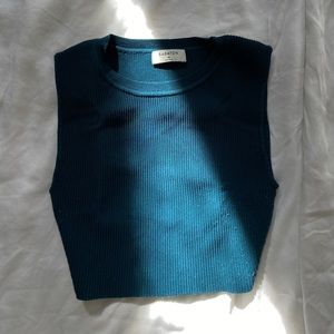 Aritzia Babaton Blue Cropped Top